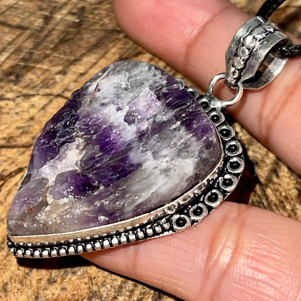 Raw Banded Amethyst Pendant 2”